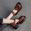 Johnature Sandali retrò con suola spessa Scarpe da donna versatili con chiusura a strappo in vera pelle
