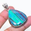 Natural Rainbow Calsilica Gemstone 925 Sterling Silver Pendant 1.85" AP-15391