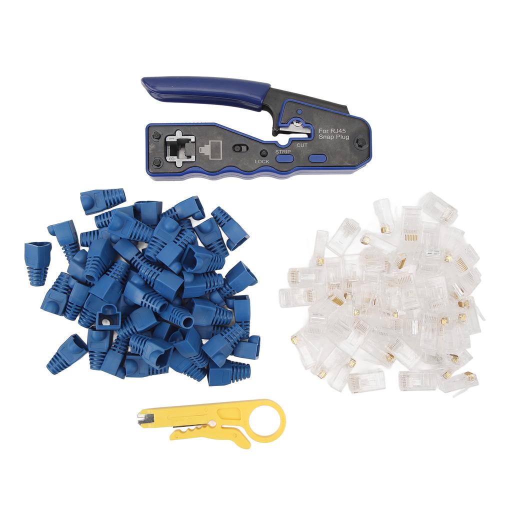 RJ45 Crimping Tool Multifunctional Ethernet Crimper Cutter Stripper for Cat5 Cat5e Cat6 Cat6A Pass