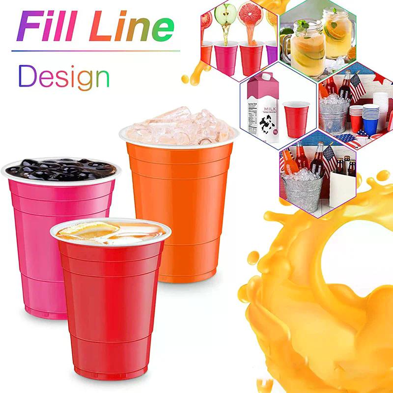 10 Stück 450ml Bunte Einweg-Plastik-Bierpong-Becher für Party-Bar-Spielzubehör