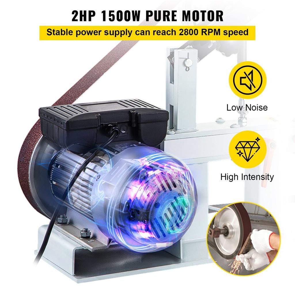 2Hp Belt Grinder Constant Speed 2 X 82 Inch Belt Disc Sander with 3 Grinding Wheel 110V Bench Sander 12 Inch Wheel and Flat Platen Tool Rest for Knife