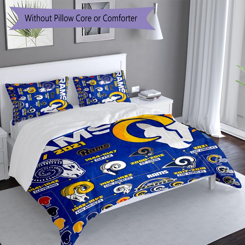 3pcs Los Angeles Rams logo pattern bedding set duvet cover set includes duvet cover &pillowcases, perfect all season bedroom decoration & gift