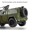 1:18 DongFeng MengShi Car Model Toys Alloy Diecast Military Off-road Cars Pull Back Sound Light Door Opened Boy Educational Toys