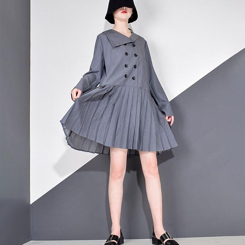 Xitao Γυναικείο ντραπέ casual φόρεμα ασύμμετρο μακρυμάνικο GCC4037