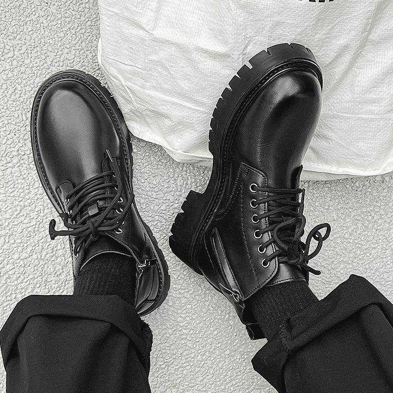 Martin boots men's British autumn versatile tooling locomotive men's boots ins black high-top leather shoes short boots 6386-J