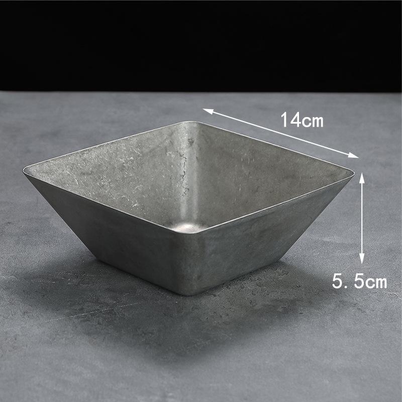 Vintage Stainless Steel Dipping Sauce Bowl Salad Ketchup French Fries Cup Home Restaurant Kitchen Square Snack Tray Tableware