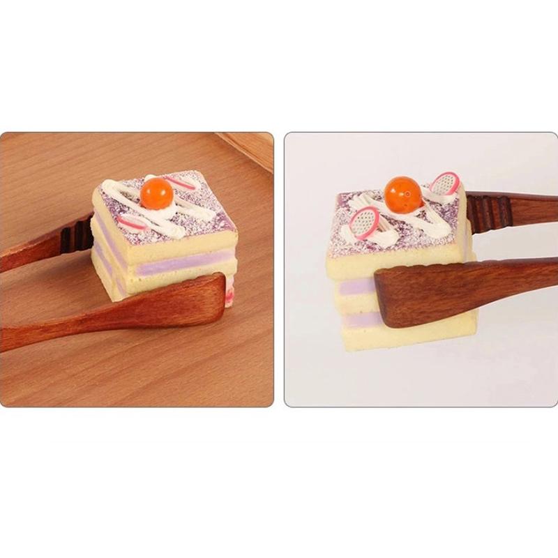 Wooden Clip Cooking Kitchen Tongs Food Bbq Tool Salad Bacon Steak Bread Cake