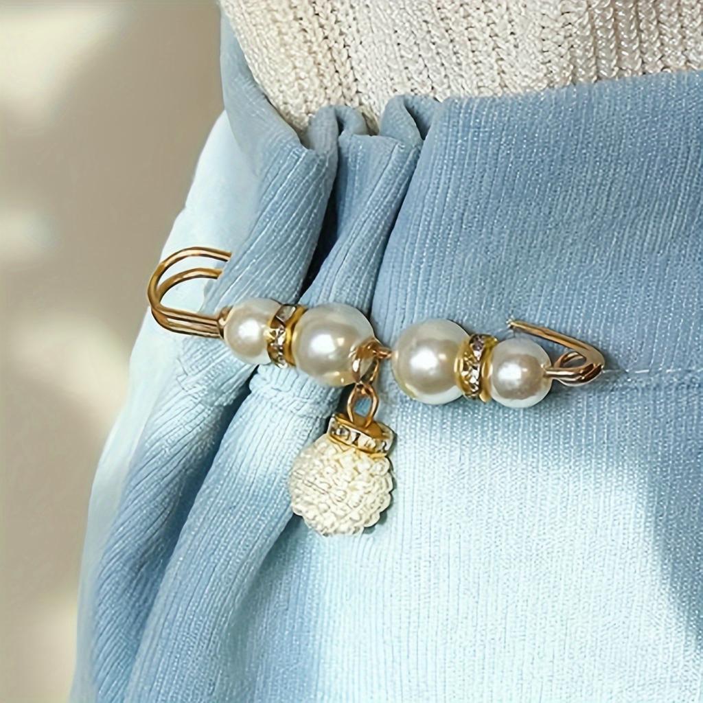 6Pcs Premium Faux Pearls Brooch Pin Wardrobe Accessories For Dresses Hats Shawls - Romantic Valentines Day Accent Elegant Temperament Decorations