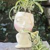 Gardening Creative Doll Resin Ornaments Succulent Flower Pot Green Plant Human Head Shape Flower Pot