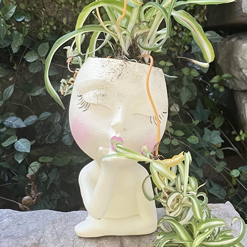 Gardening Creative Doll Resin Ornaments Succulent Flower Pot Green Plant Human Head Shape Flower Pot