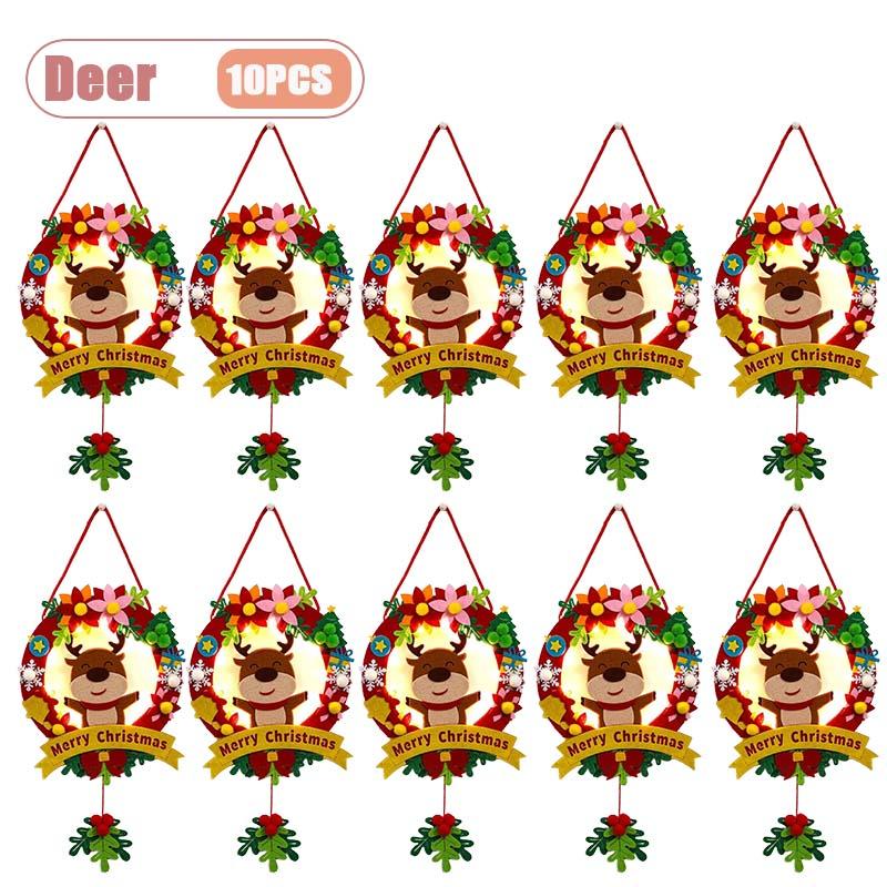 Glowing Kids DIY Christmas Wreath Handmade Lighted LED Holiday Decoration Christmas Tree Ornament Gift Classroom Christmas Craft