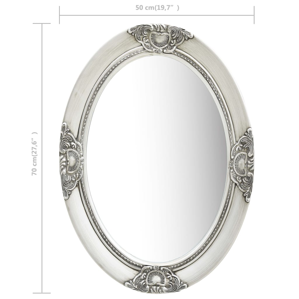 Baroque Style Wall Mirror 50 x 70 cm Silver