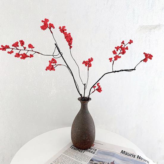 Artificial Holly Berries Long-Lasting Maintenance-Free Realistic Holly Berry Branches Bright Red Festive Home Decor