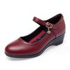 Fashion Women Fashion Comfort Buckle Strap Pumps Lady Casual Black Soft Leather Office High Heel Shoes Wedges Women Single Shoes