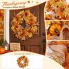 40cm Thanksgiving Pumpkin Wreath with Dual Tone Maple Leaves and Decorative Mesh for Seasonal Home Wall Door Decoration