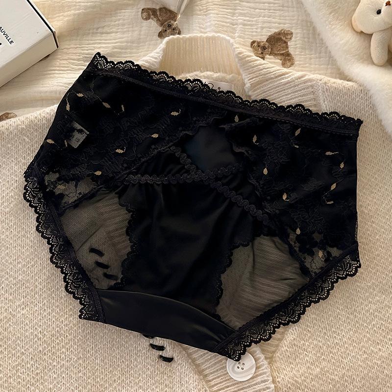 Ladies Summer Thin Style Pure Desire Lace Sexy Hollow Waist Pure Cotton Extension Crotch Triangle Briefs