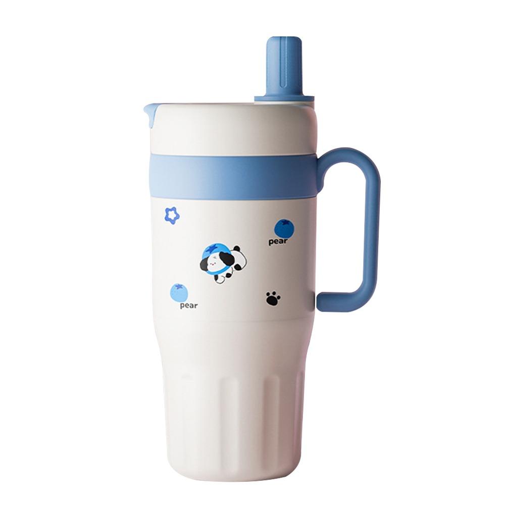 Portable 720ml Vacuum Cup Large Capacity Double Drink Insulated Cup with Handle Insulation Or Cooling Suction Tube Cup Drinkware