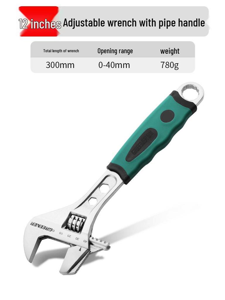 Multifunctional Large Opening Adjustable Wrench - Compact Hardware Tool