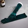 Multicolor Autumn Winter Over Elbow Noble Banquet Women Velvet Long Dinner Dress Gloves Warm Elastic Driving Etiquette Gloves