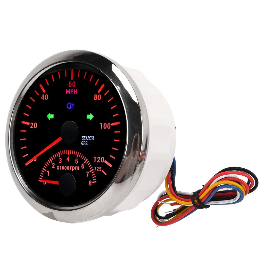 85mm GPS Speed Gauge 3 3 8in 0‑125MPH Waterproof DC9‑32V for Ship Yacht Motorcycle ATV Engineering Vehicle Black Dial