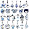 925 Silver Charm Beads Blue Series Fashion Pendants For DIY Bracelet Jewelry Making