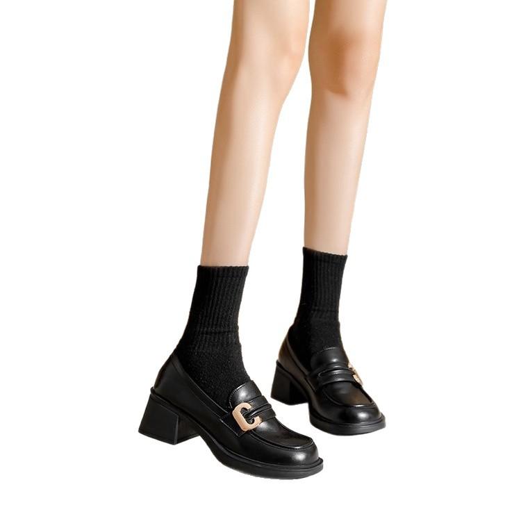 Small Leather Shoes Women's British Style 2025 New Autumn and Winter Velvet Jk with Skirt Loafers Versatile Platform Women's Shoes