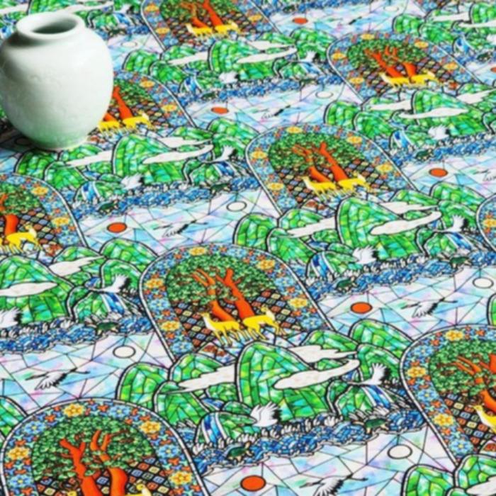 

Korean Traditional Pattern Fabric Sun Moon Five Peaks Ten Longevity Stained Glass 90cmx110cm