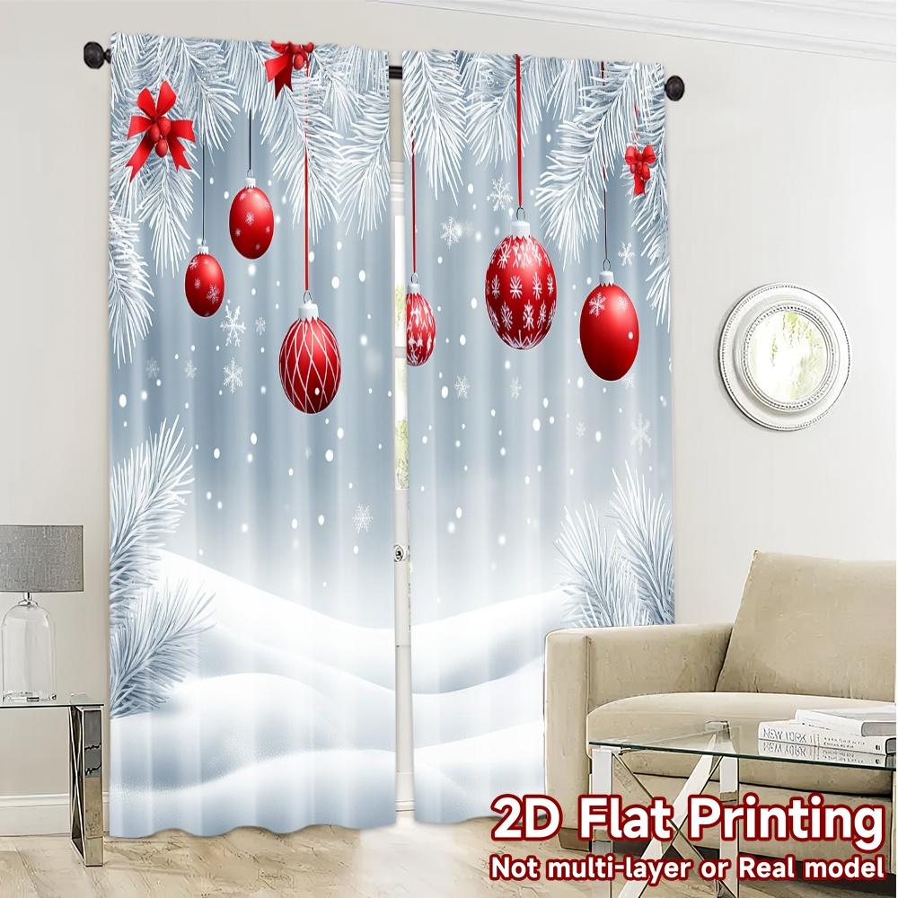 2pcs,Curtains Christmas Balls Snow Scene (4) Popular Curtains&Window Treatment Machine Washable Fabric Curtains Decorations