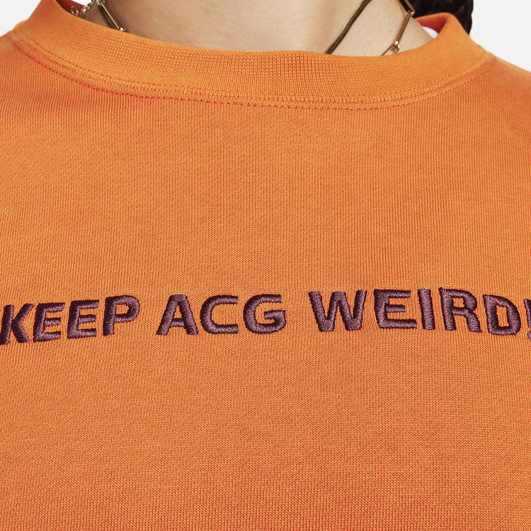 Nike Loose Fit Round Neck Long Sleeve T-Shirt With Letter Print Unisex Tops Orange FD9850-893