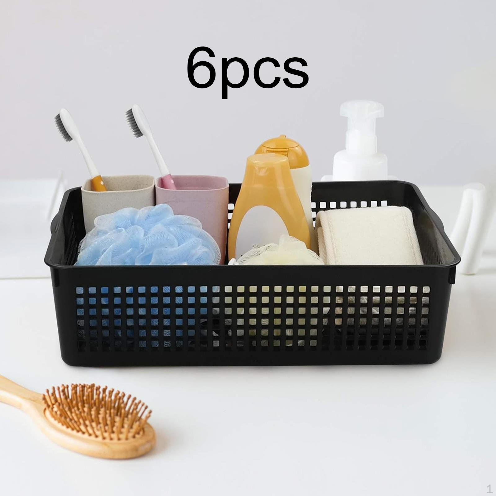 6 Pieces Storage Baskets Desktop Basket Multipurpose Black File Organizer Bins for Closet