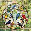 Acrylic Colorful Songbirds on Branches Suncatcher, Stained Glass Style Window Hanging Ornament for Bird and Nature Lovers