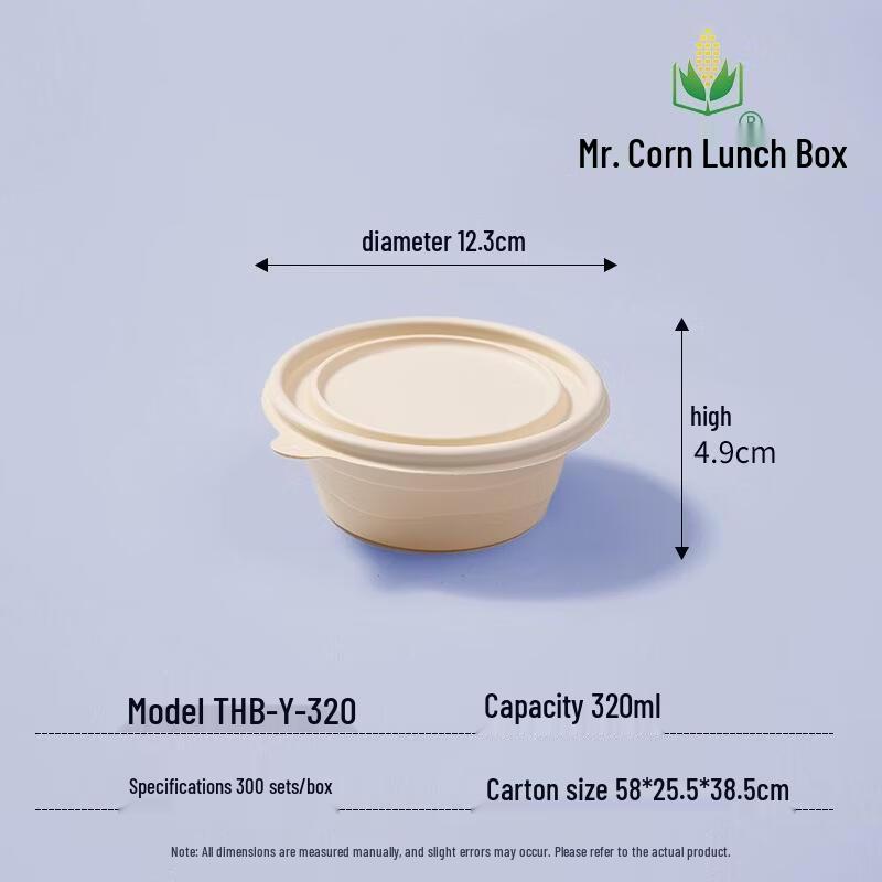 Mr. Corn Corn Starch Disposable Round Takeout Bowls