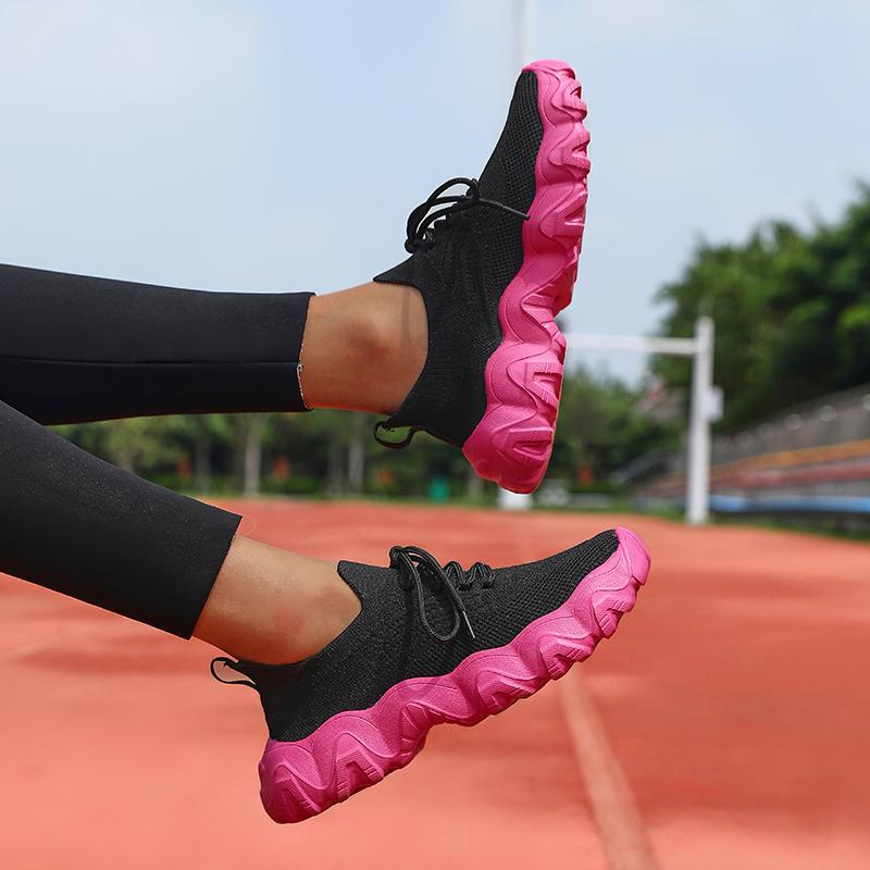Modne Damskie Sneakersy Siateczkowe Oddychające Platforma Wszechstronne Do Biegania Lekkie Sznurowane Treningowe Letnie Casualowe Wulkanizowane Buty
