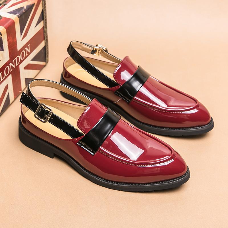 Men Casual Patent Leather Sandals Cozy Non-slip Cool Lighted Breathable Classic Fashion Comfy Outdoor Shoe Casual Sandals
