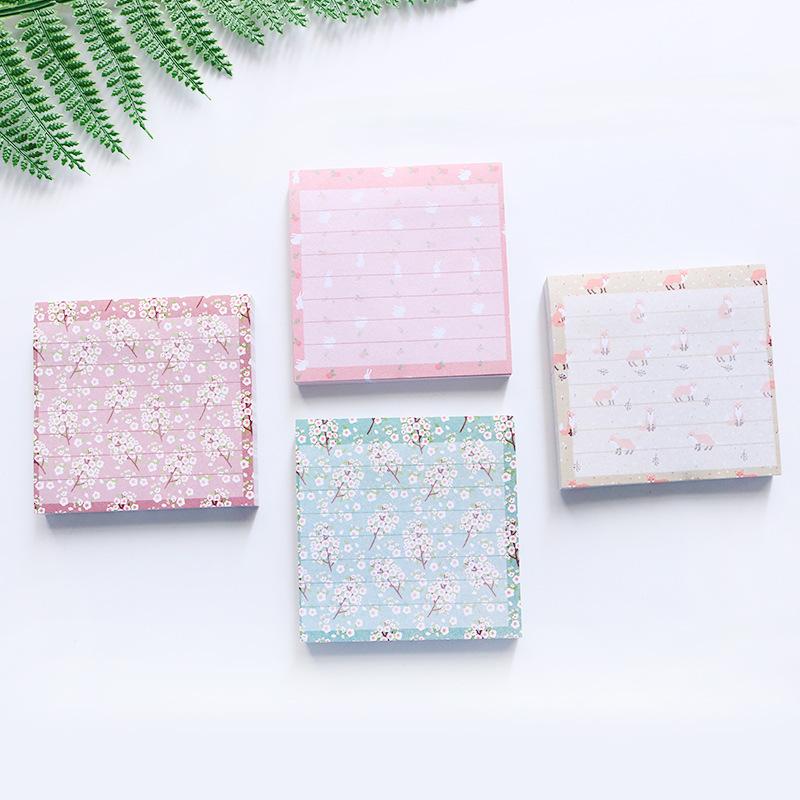 80Pages/set Kawaii Small Fresh Floral Stripe Memo Pads Diy Sticky Notes Diary Post Guestbook Stickers Stationery Office School