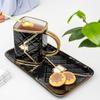 Black and Gold Quilted Mug Handbag with Plate Spoon