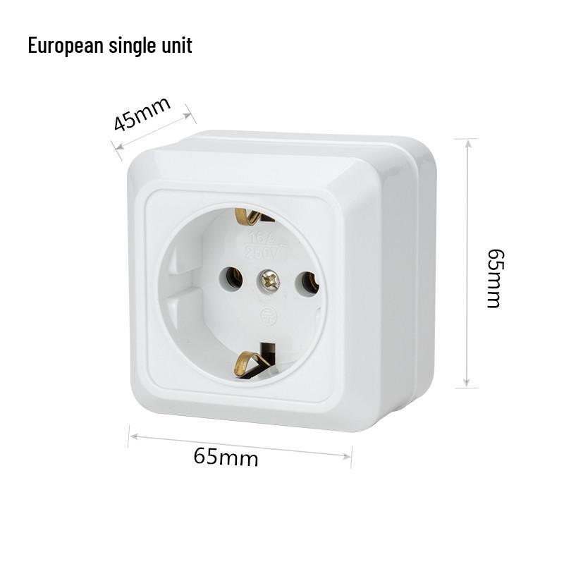 

European Surface-Mounted Socket: Single/Double French-German Standard with Korean-Russian Panel Compatibility