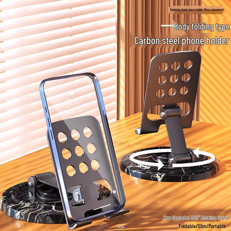 360° Rotating Marble Desktop Phone Holder - Multi-hole Heat Dissipation Metal Stand, Universal and Multifunctional. 25630