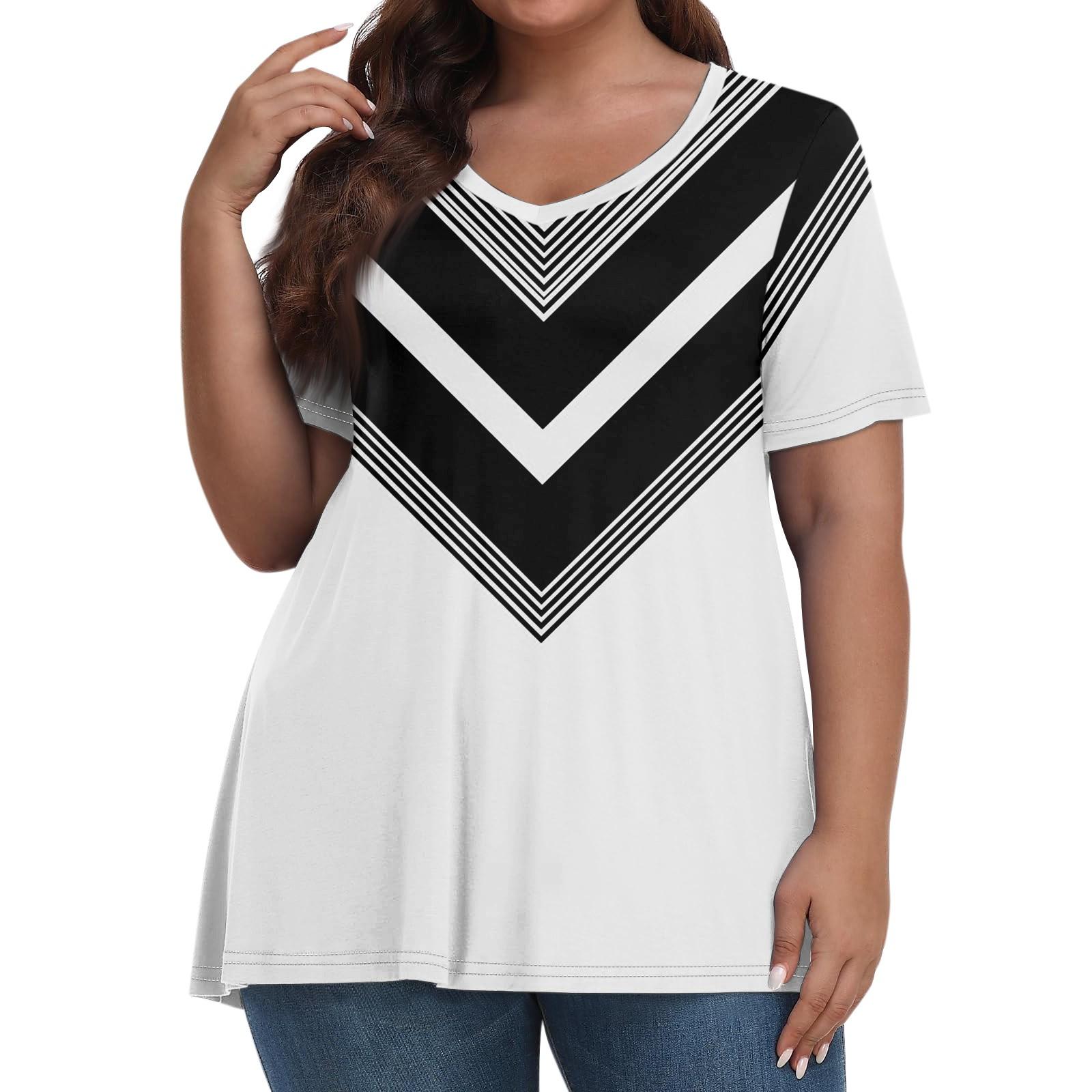 

Женские топы больших размеров, шорты с рукавами, рубашки с V-образным вырезом, повседневная одежда, топы с принтами XL белый