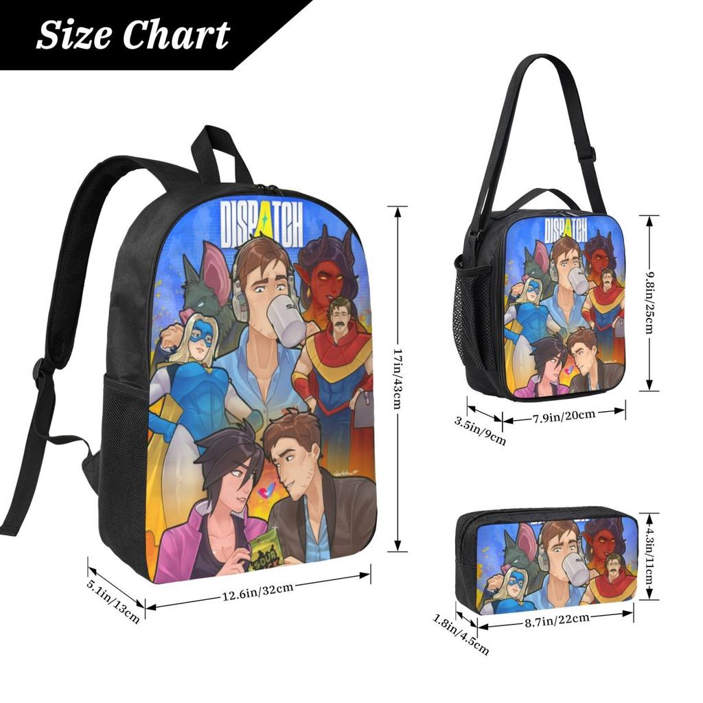 3Pcs Dispatch Game Invisigal Robert Robertson Backpack Set for Girls Boys Pencil Boxes Bookbag Sets with Lunch Box
