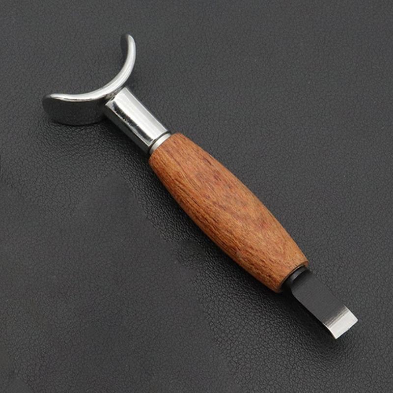 Leather Carving Rotary Knife Handmade DIY Stainless Steel Pear Wood Handle with Adjustable Height Vegetable Tanning Tool Knife