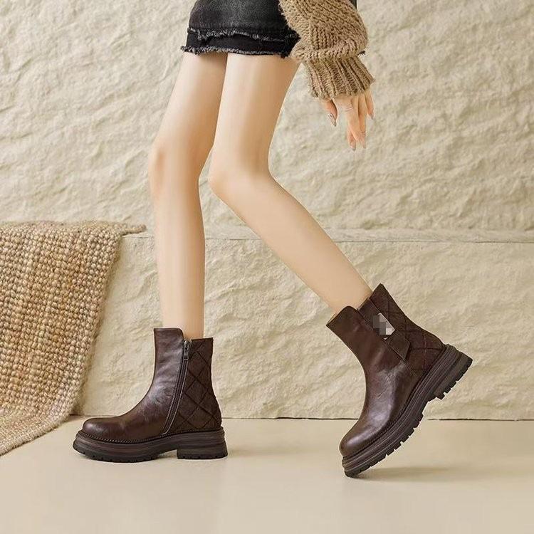 Retro Platform Snow Boots for Women, Cotton Shoes, New Style, Thick Padding, Short Boots