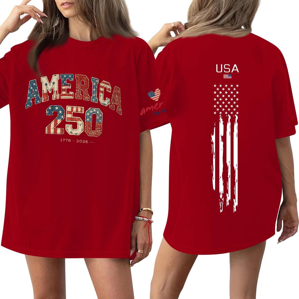 Women's Casual Fashion Round Neck Casual Print Short Sleeve T-Shirt Top