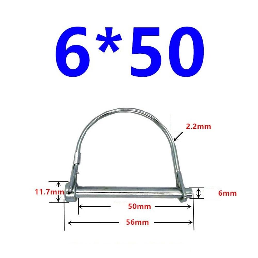 10Pcs Wire Lock Pin, Carbon Steel Shaft Locking Pin, Round Loop Wire Lock Pin for Track Farm Lawn(6*50)