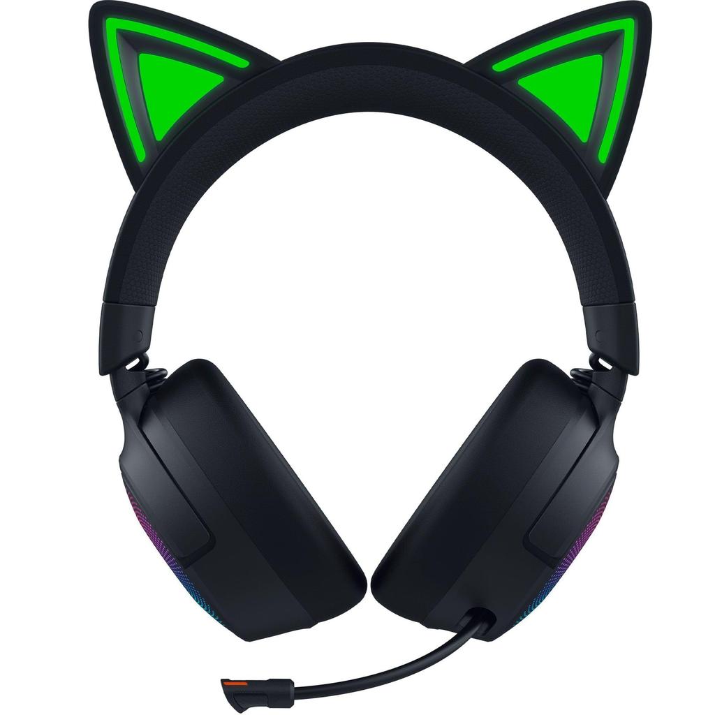 Razer Kraken Kitty V3 Pro Wireless Gaming Headset with cat ears that react to your stream and HyperSpeed Wireless Bluetooth and USB a retractable