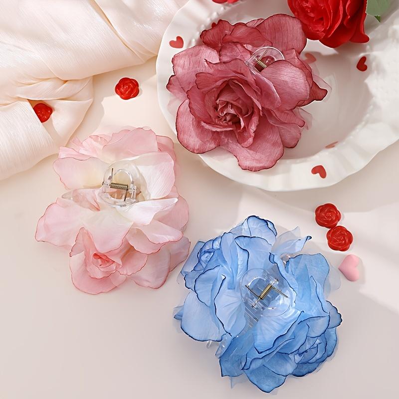 Elegant Vintage Floral Hair Claw Clip, Large Plastic Flower-Shaped Hair Accessory for Women, Fashionable Daily Wear and Party Headwear