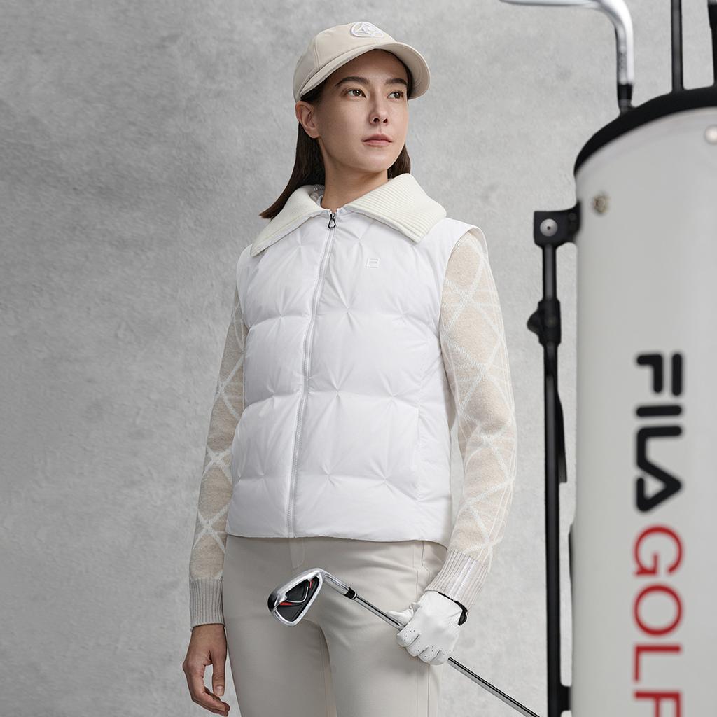 Fila Golf Series Fashion Simple Quality Casual Sports Golf Versatile Comfortable Goose Down Warm Down Vest Women Vest Jade-White A11W615904FWT