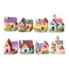 Mini House Micro Landscape Miniature Resin Village House Figurine Tiny Bonsai Terrarium Crafts for Dollhouse Fairy Garden Flowerpots Fish Tank Decor