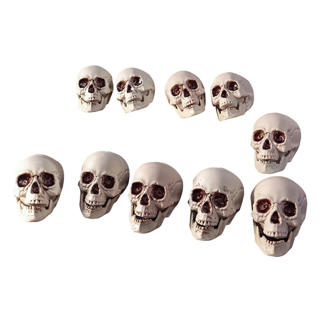 10 Pcs Halloween Decors Realistic Looking Skulls Gothic Style Human Skeleton Head Decorations For Haunted House Party Holiday