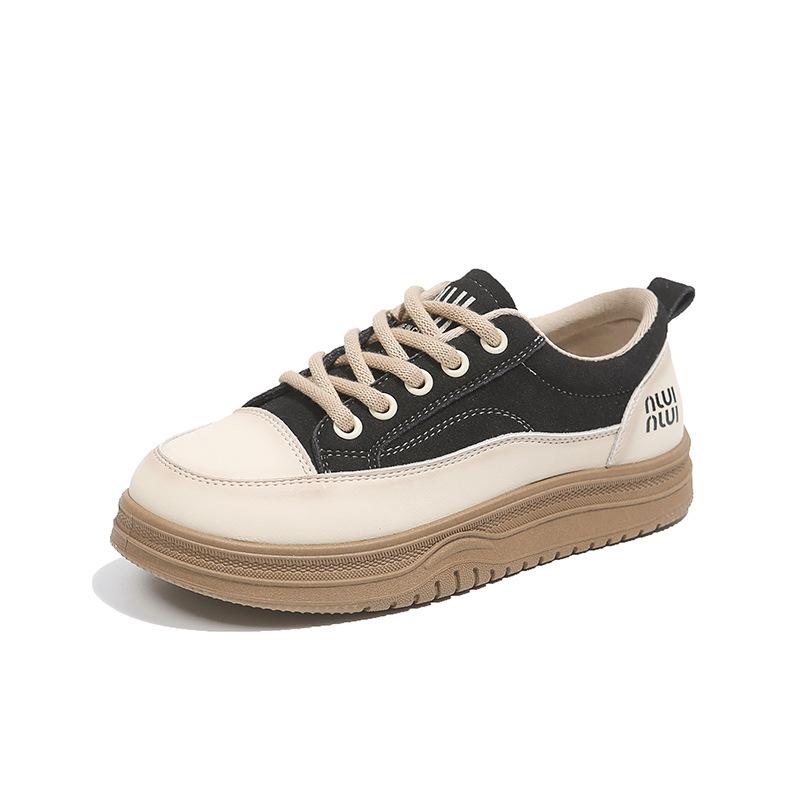 

Thick-soled feet small board shoes women s 2025 spring new niche original retro white shoes sports and leisure shoes versatile 35 чёрный